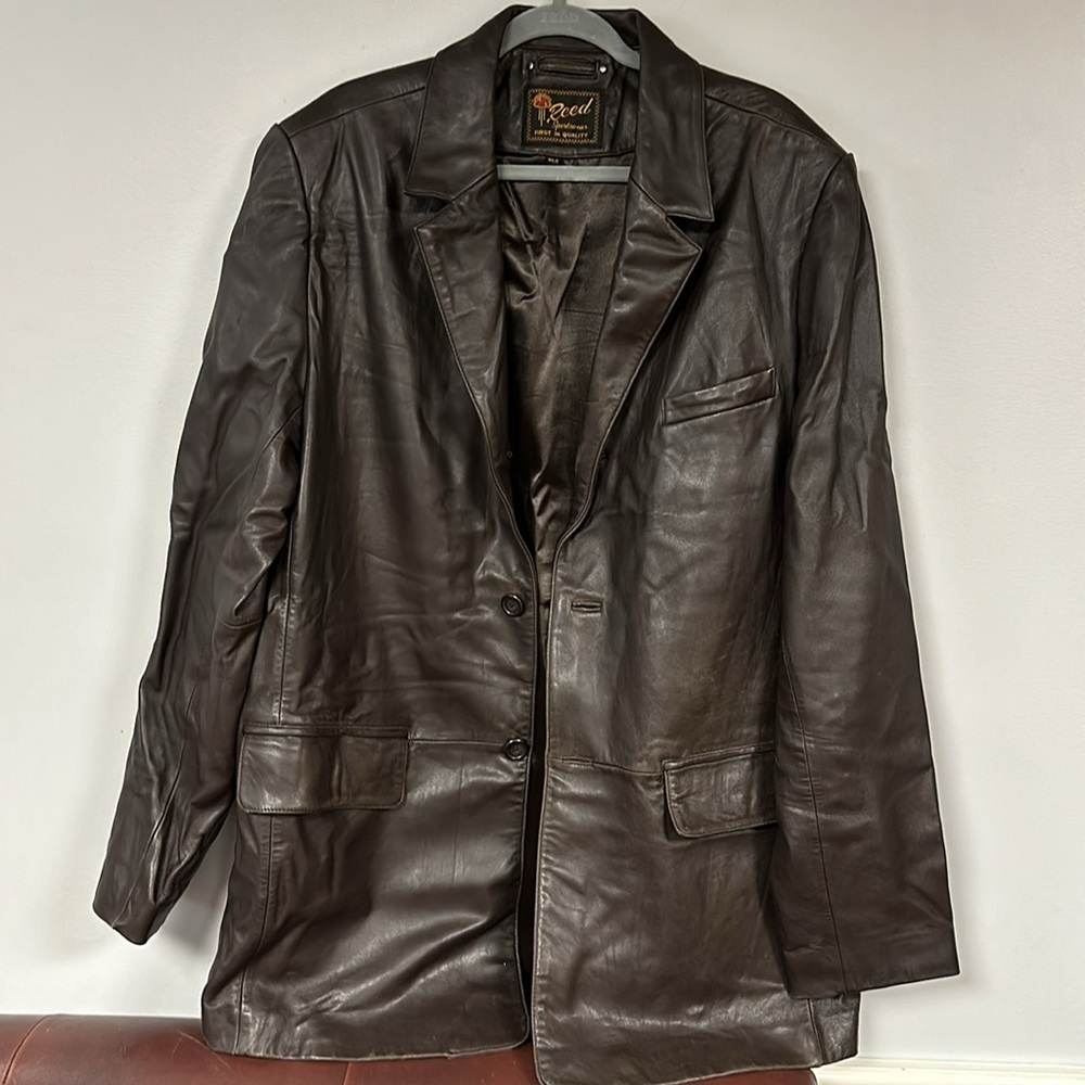 Vintage Reed Sportswear rich Brown Leather Sportswear Jacket Sport Coat, XLT